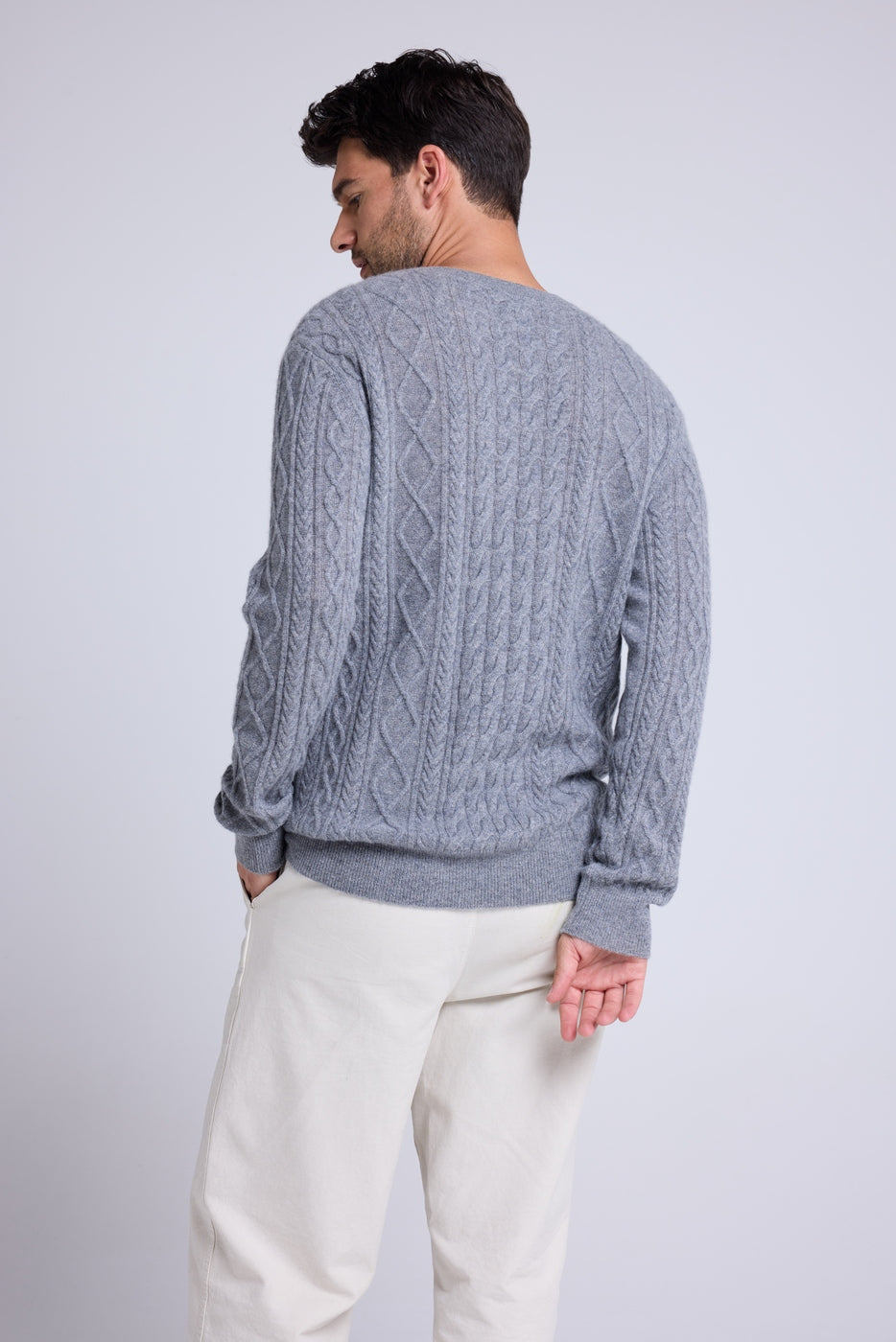 Pierre Cable-Knit Crew-Neck Jumper - Dark Grey