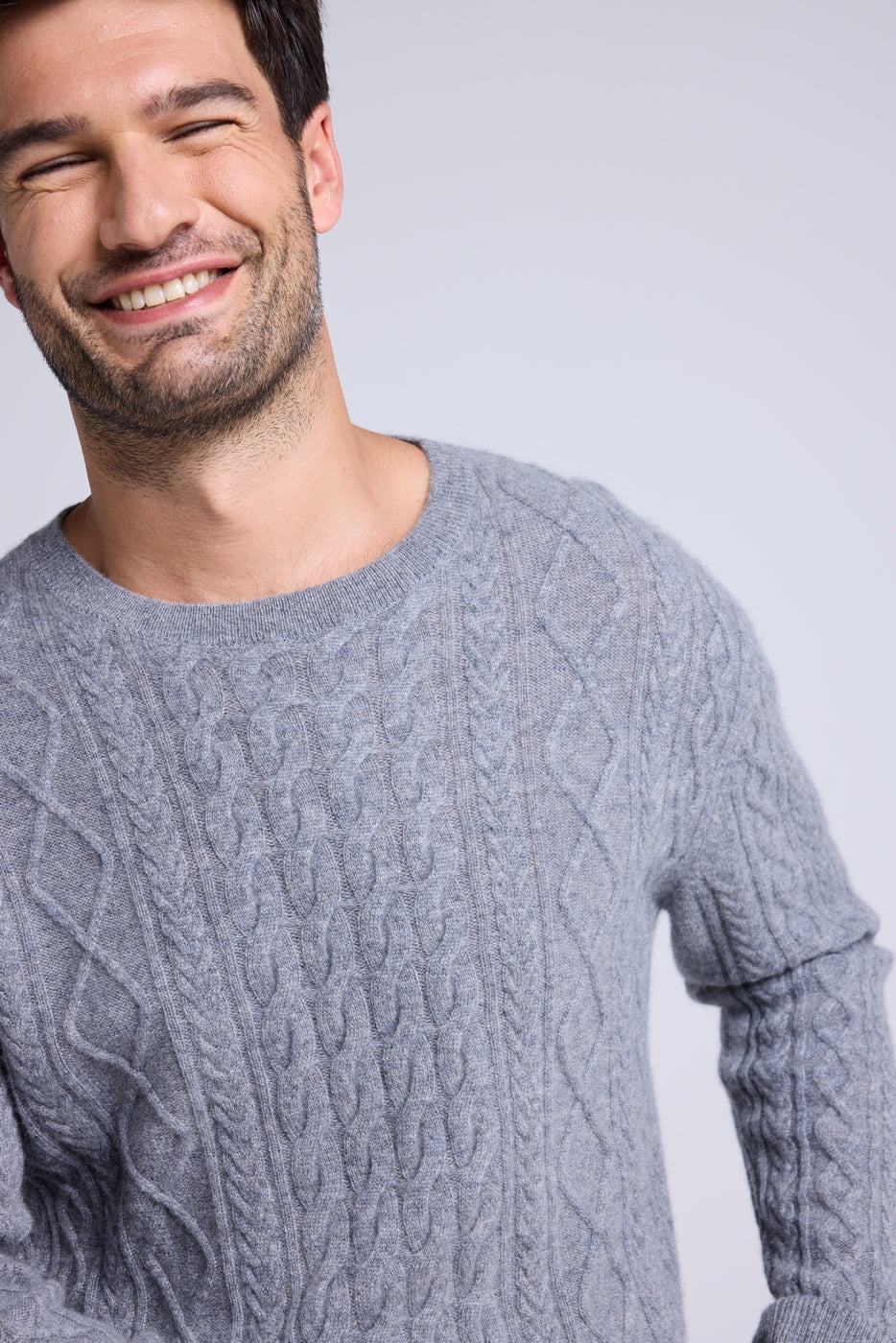 Pierre Cable-Knit Crew-Neck Jumper - Dark Grey