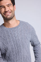 Pierre Cable-Knit Crew-Neck Jumper - Dark Grey
