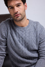 Pierre Cable-Knit Crew-Neck Jumper - Dark Grey