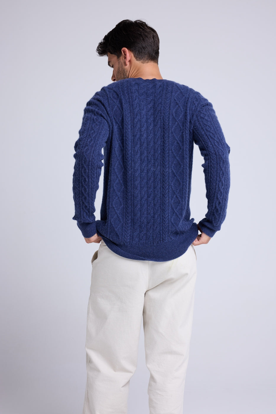Kabeltrui Met Ronde Hals Pierre - Indigo - Heren