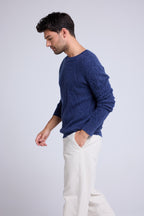 Kabeltrui Met Ronde Hals Pierre - Indigo - Heren