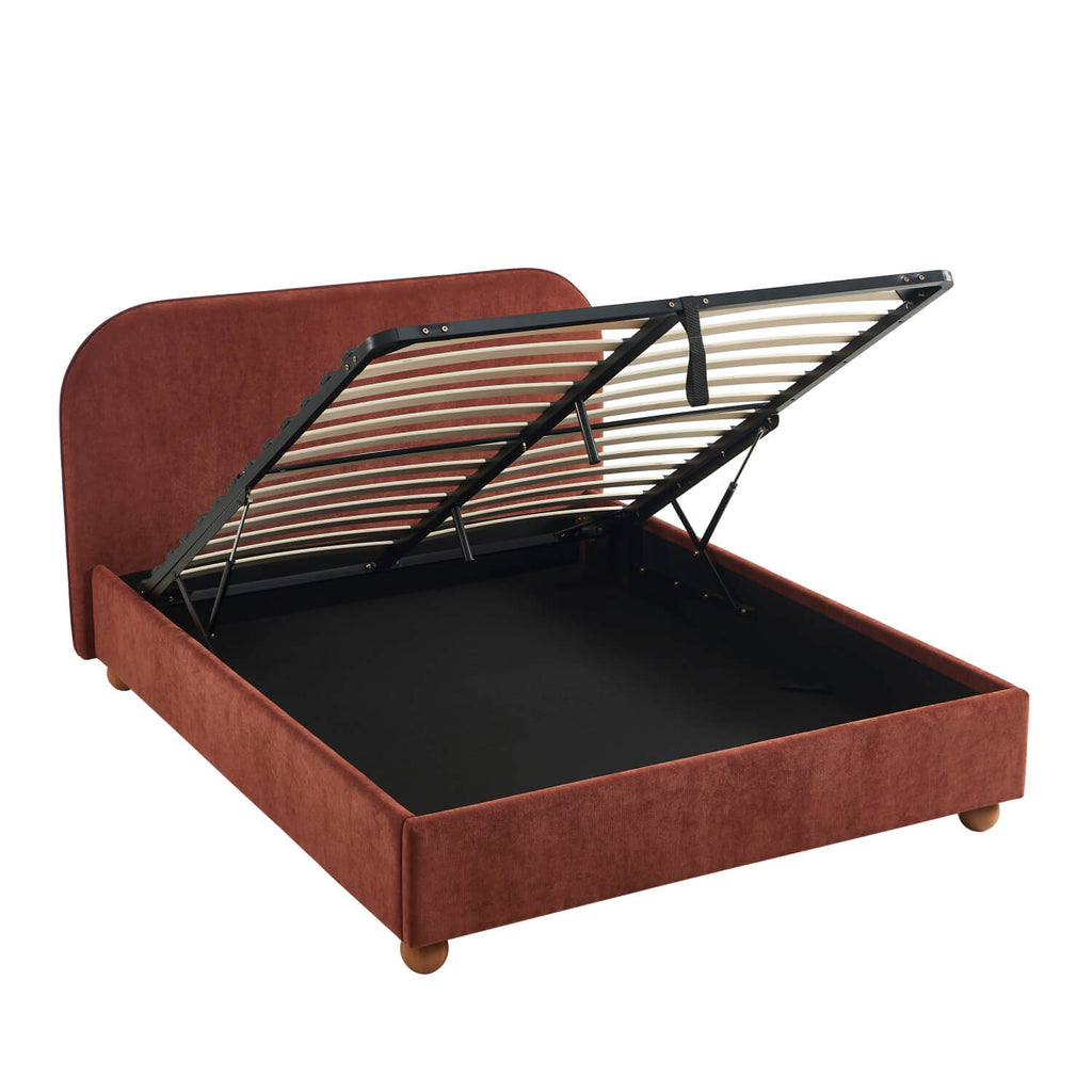 Pilka - Lit Coffre - Tissu Chenille - Bordeaux