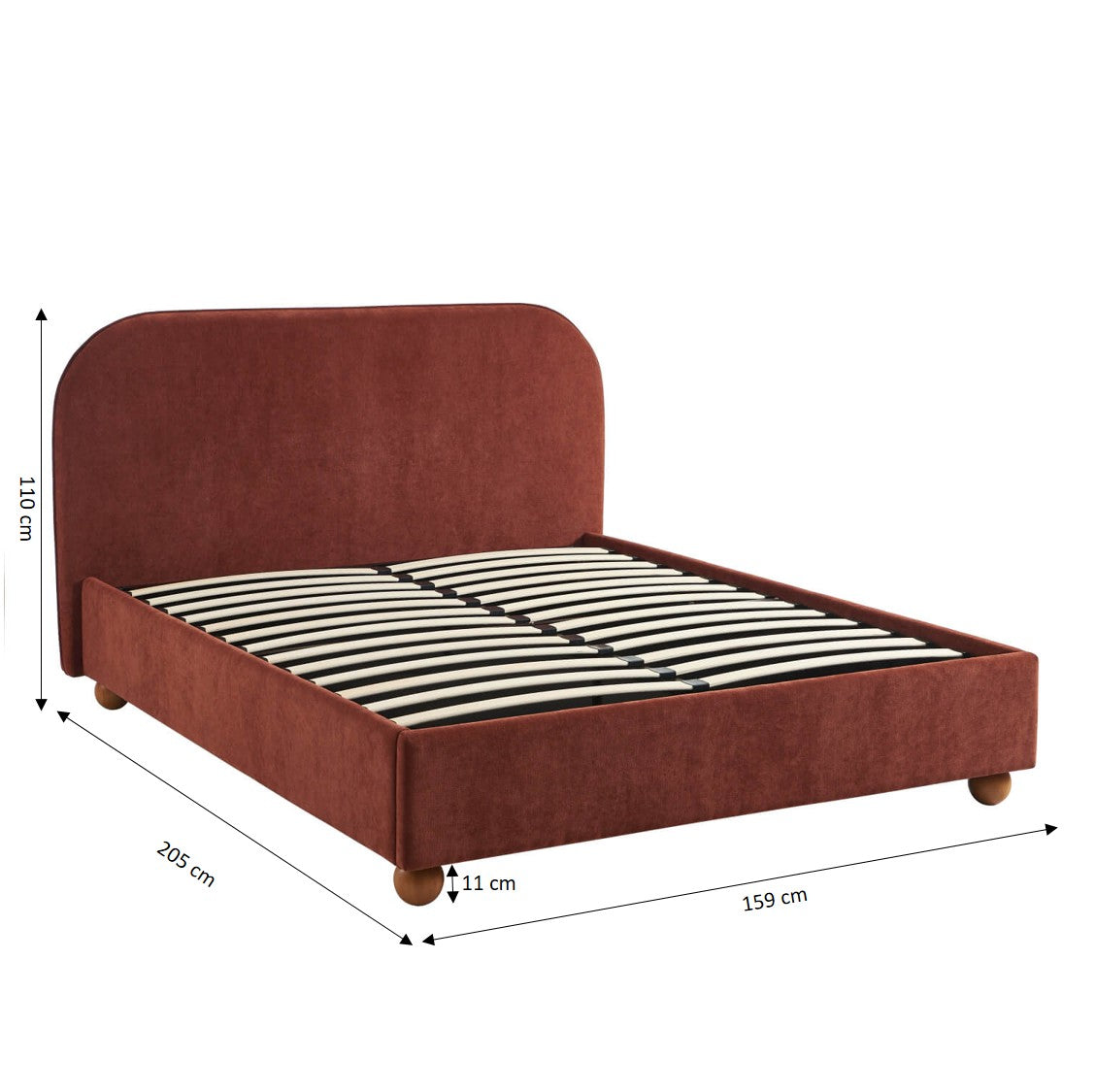 Pilka - Lit Coffre - Tissu Chenille - Bordeaux