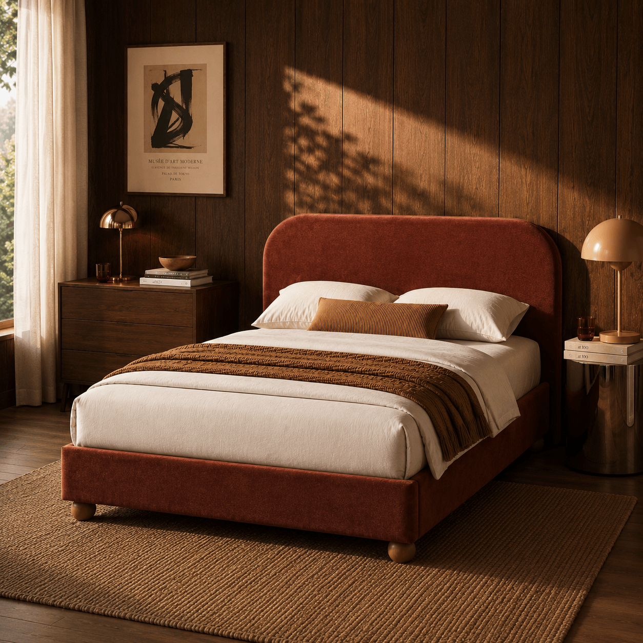 Pilka - Lit Coffre - Tissu Chenille - Bordeaux