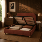 Pilka - Lit Coffre - Tissu Chenille - Bordeaux
