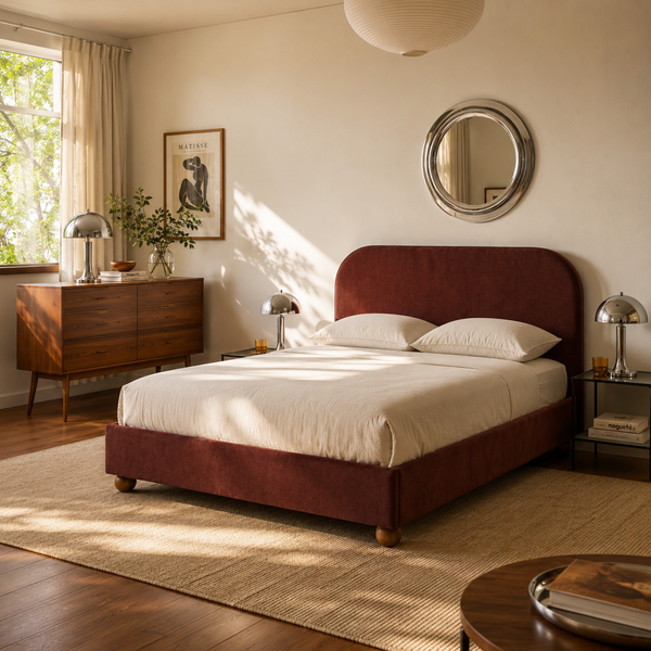 Pilka - Lit Coffre - Tissu Chenille - Bordeaux