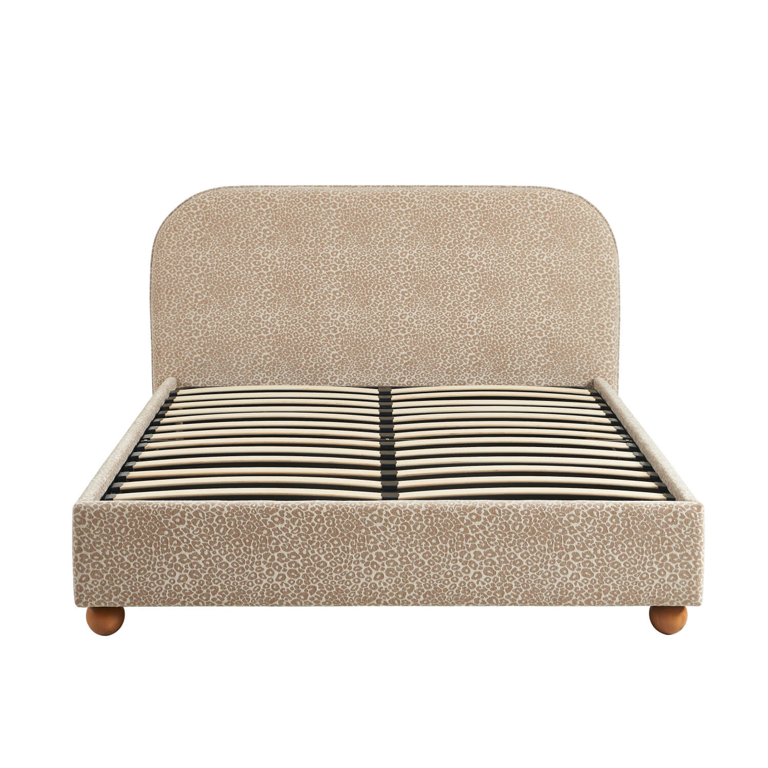 Pilka - Lit Coffre - Tissu Jacquard Léopard - Beige