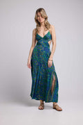 Vestido Largo de Tirantes - Verde Azul