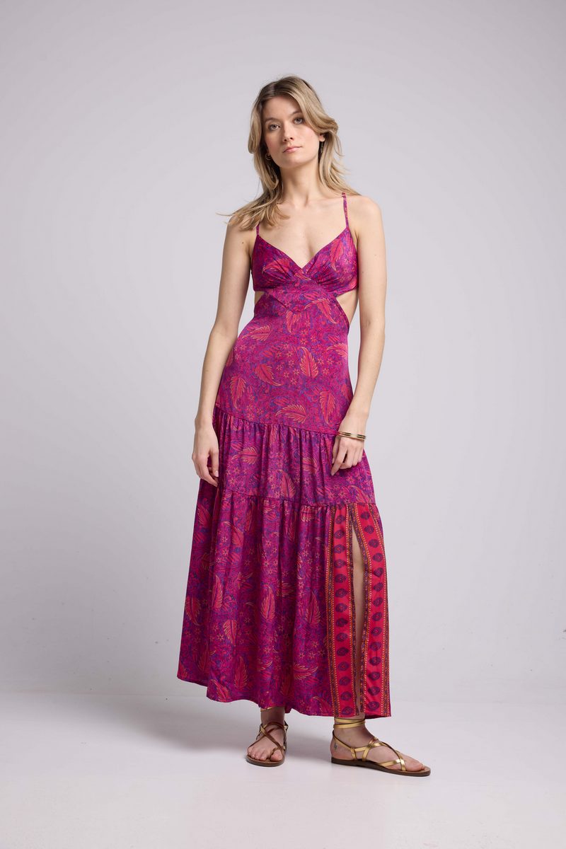 Long Dress with Straps - Fuschia