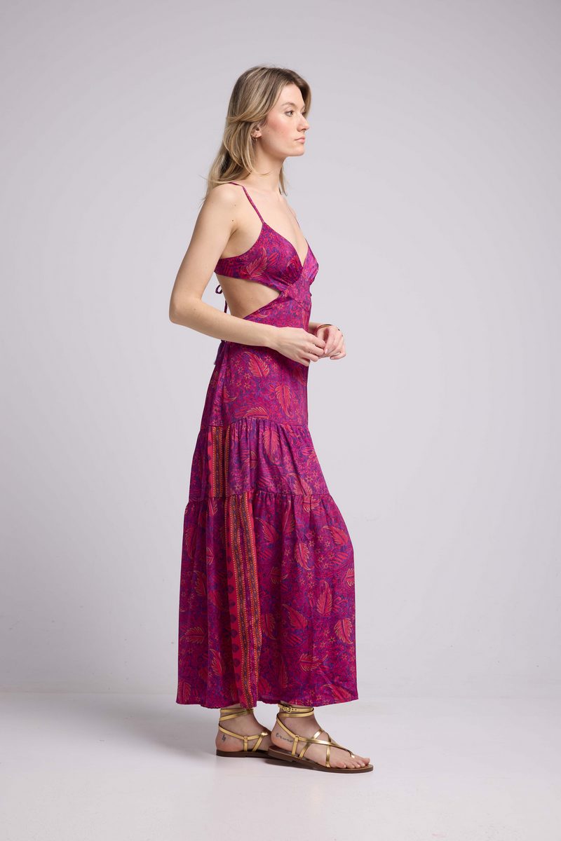 Long Dress with Straps - Fuschia