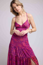 Long Dress with Straps - Fuschia