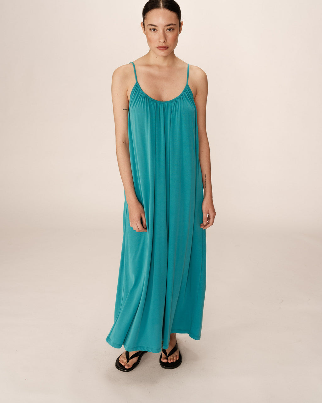 Peony Long Dress - Aqua