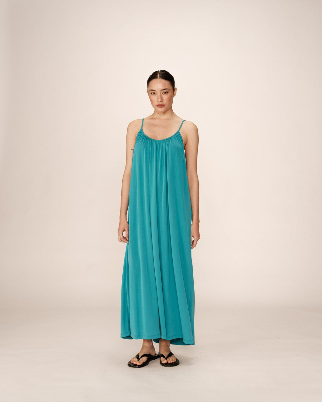 Peony Long Dress - Aqua