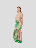 Short Beckett In Bold Green Striped Toile