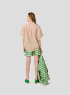 Short Beckett In Bold Green Striped Toile