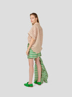 Short Beckett In Bold Green Striped Toile