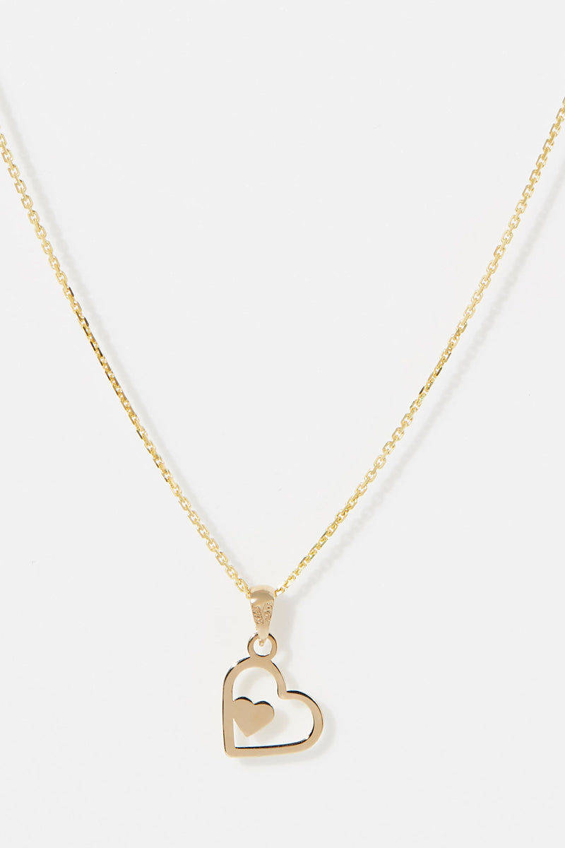 “Heart Heart” Pendant 375/1000 Yellow Gold