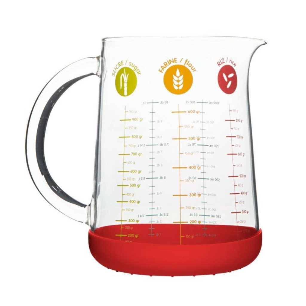Jarra Medidora De Cristal - 1 L - Rojo