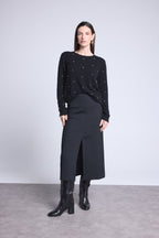Jersey con joyas Platino - Negro - Mujer