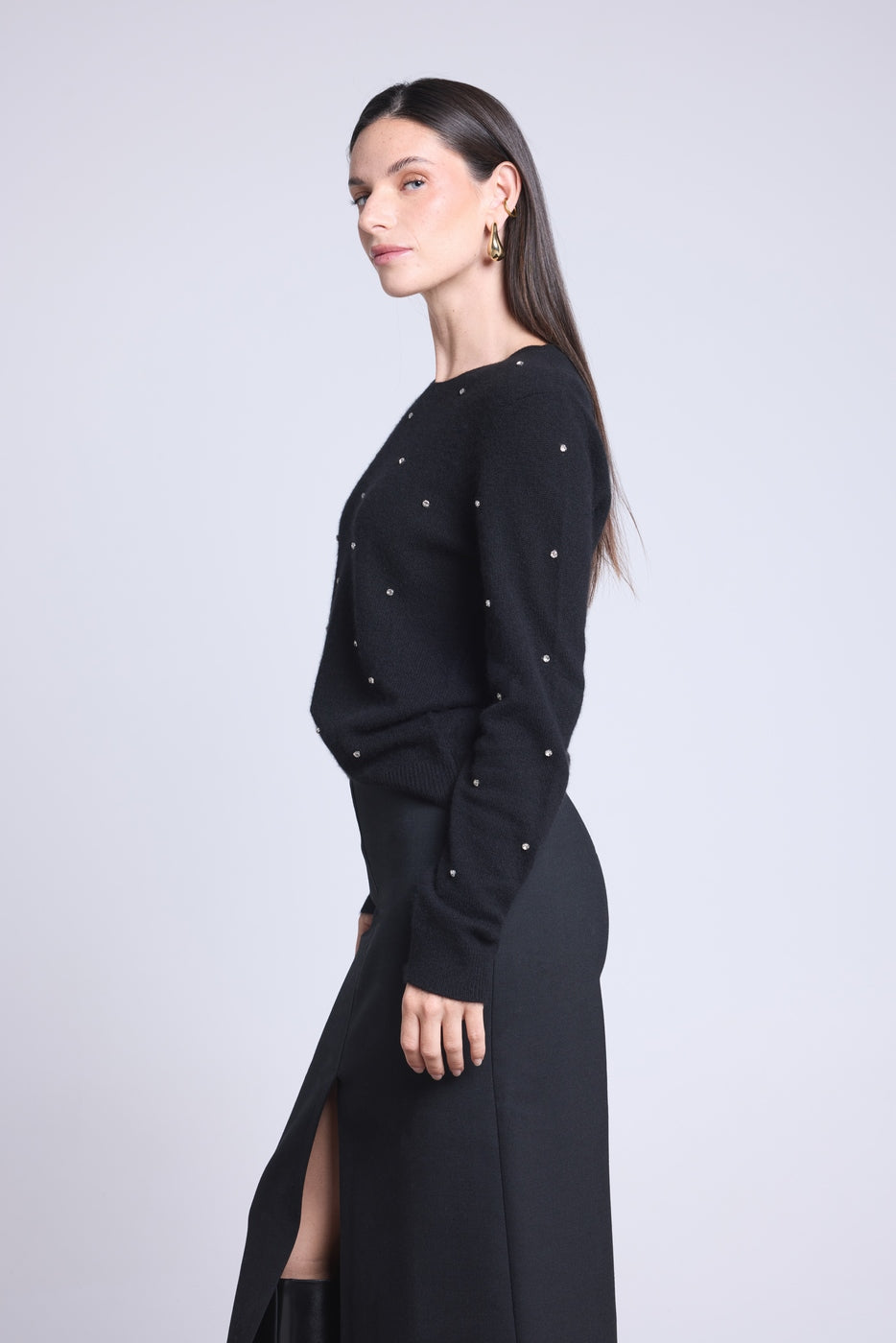 Jersey con joyas Platino - Negro - Mujer