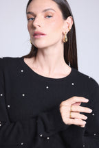 Jersey con joyas Platino - Negro - Mujer