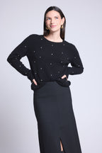 Jersey con joyas Platino - Negro - Mujer