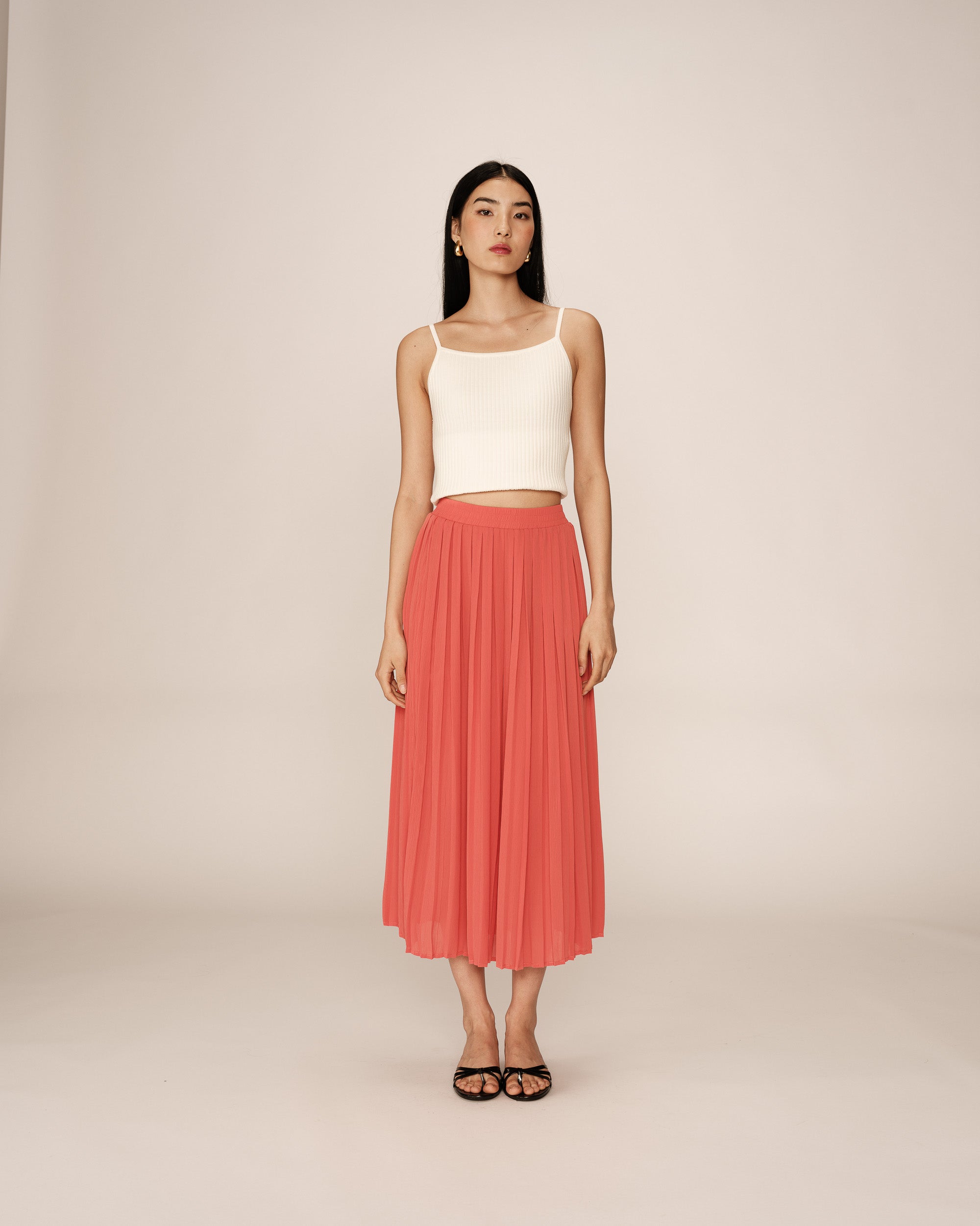 Plisse Skirt - Coral