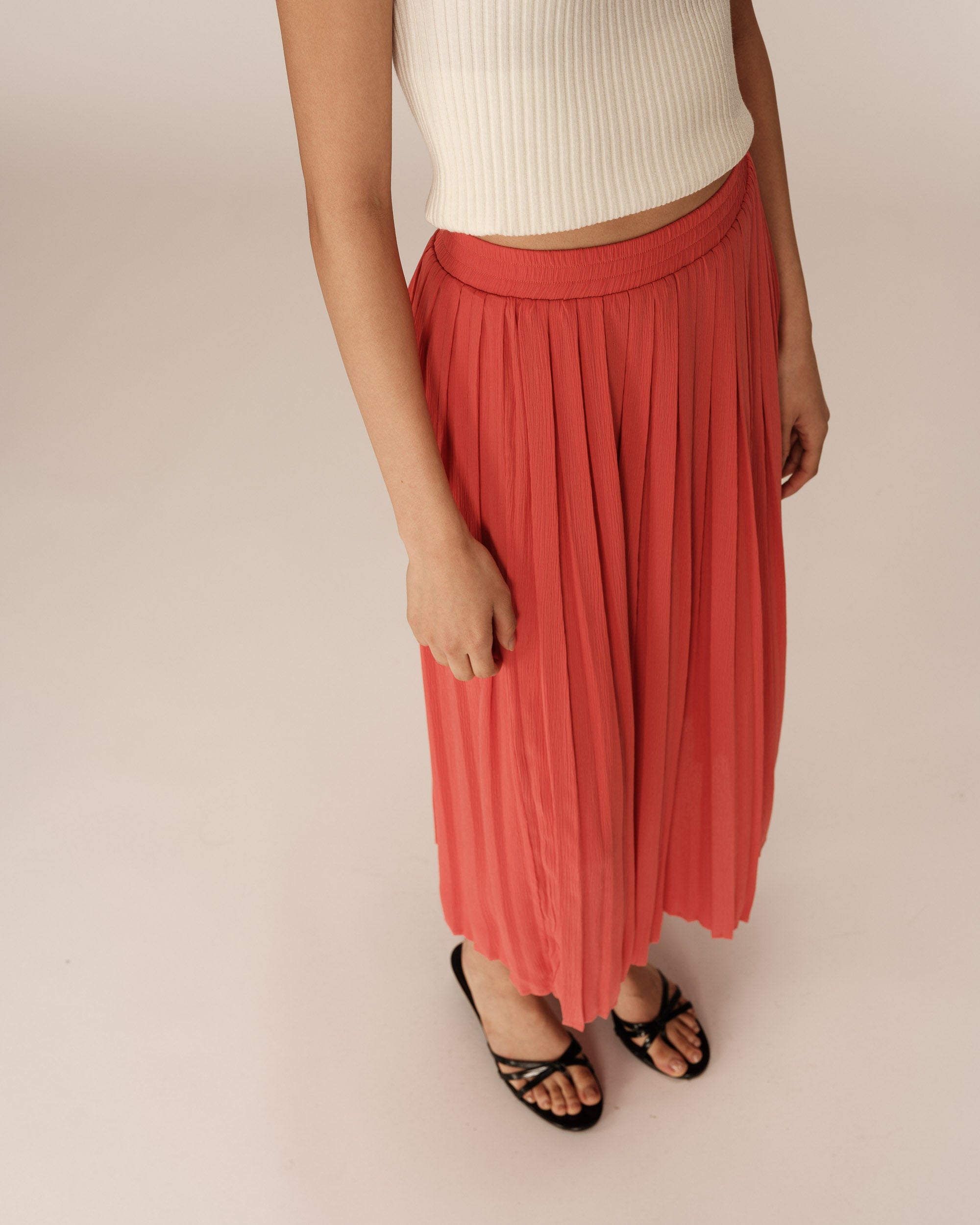 Plisse Skirt - Coral