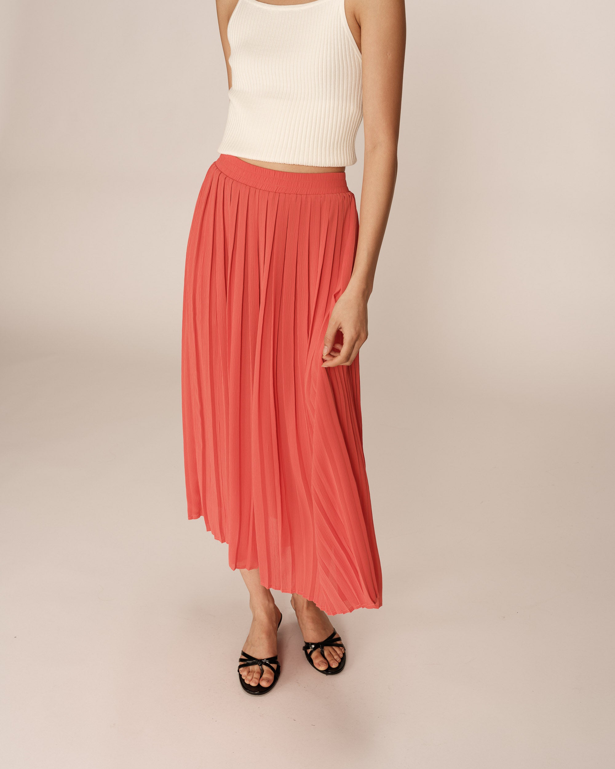 Plisse Skirt - Coral