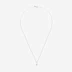 Pendentif "Mini Croix" Or Blanc Diamant : 0,02Ct/8 - Or Blanc