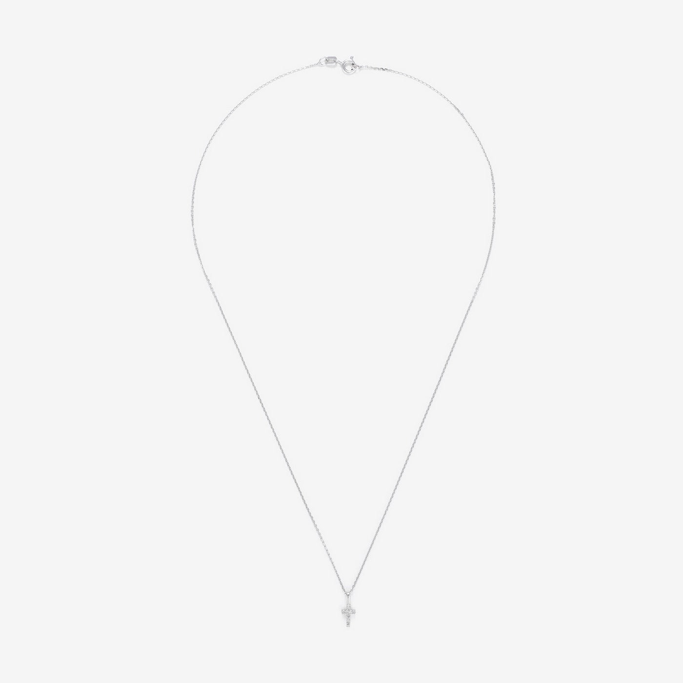 Pendentif "Mini Croix" Or Blanc Diamant : 0,02Ct/8 - Or Blanc