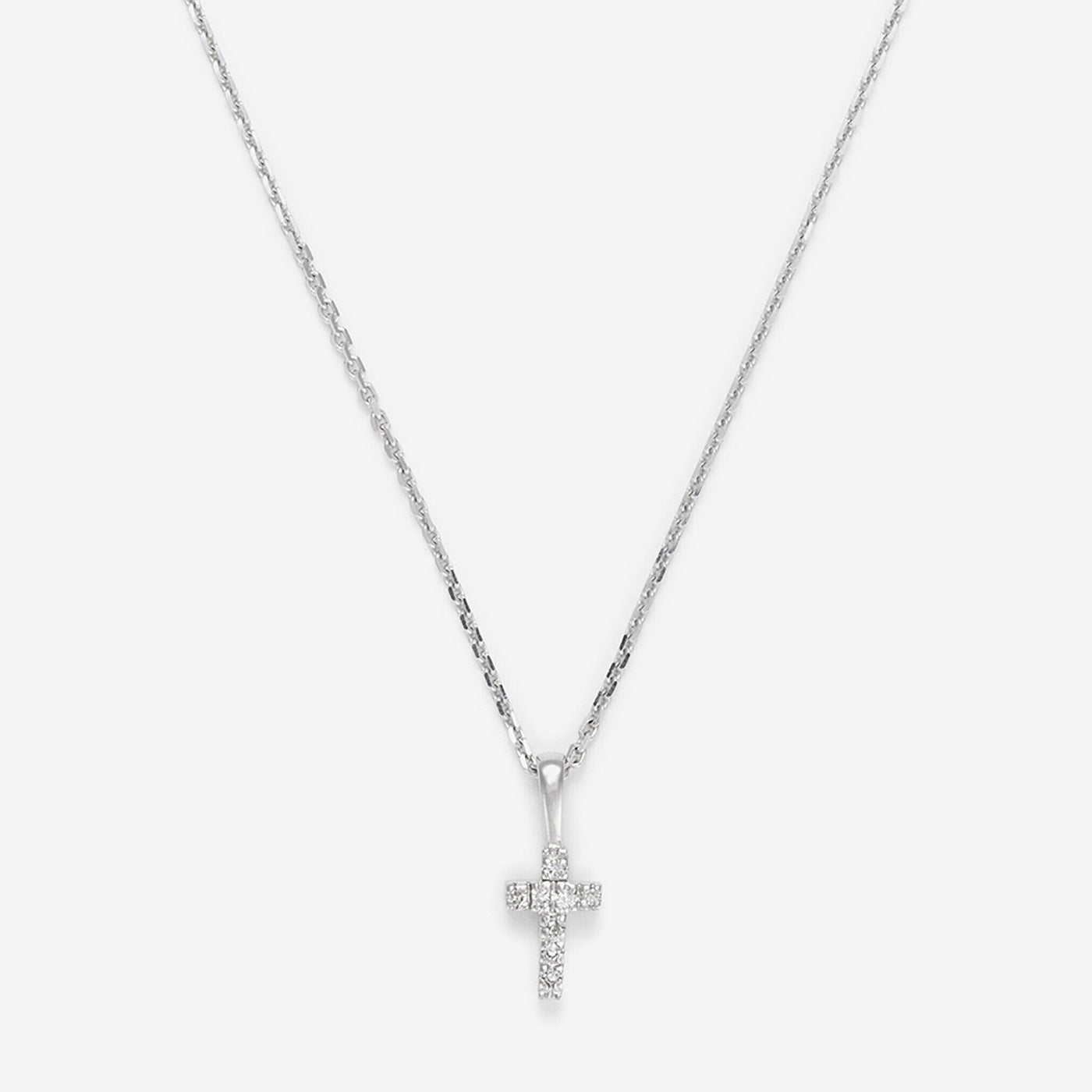 "Mini Cross" Pendant in White Gold, 0.02ct/8 - 750/1000 White Gold