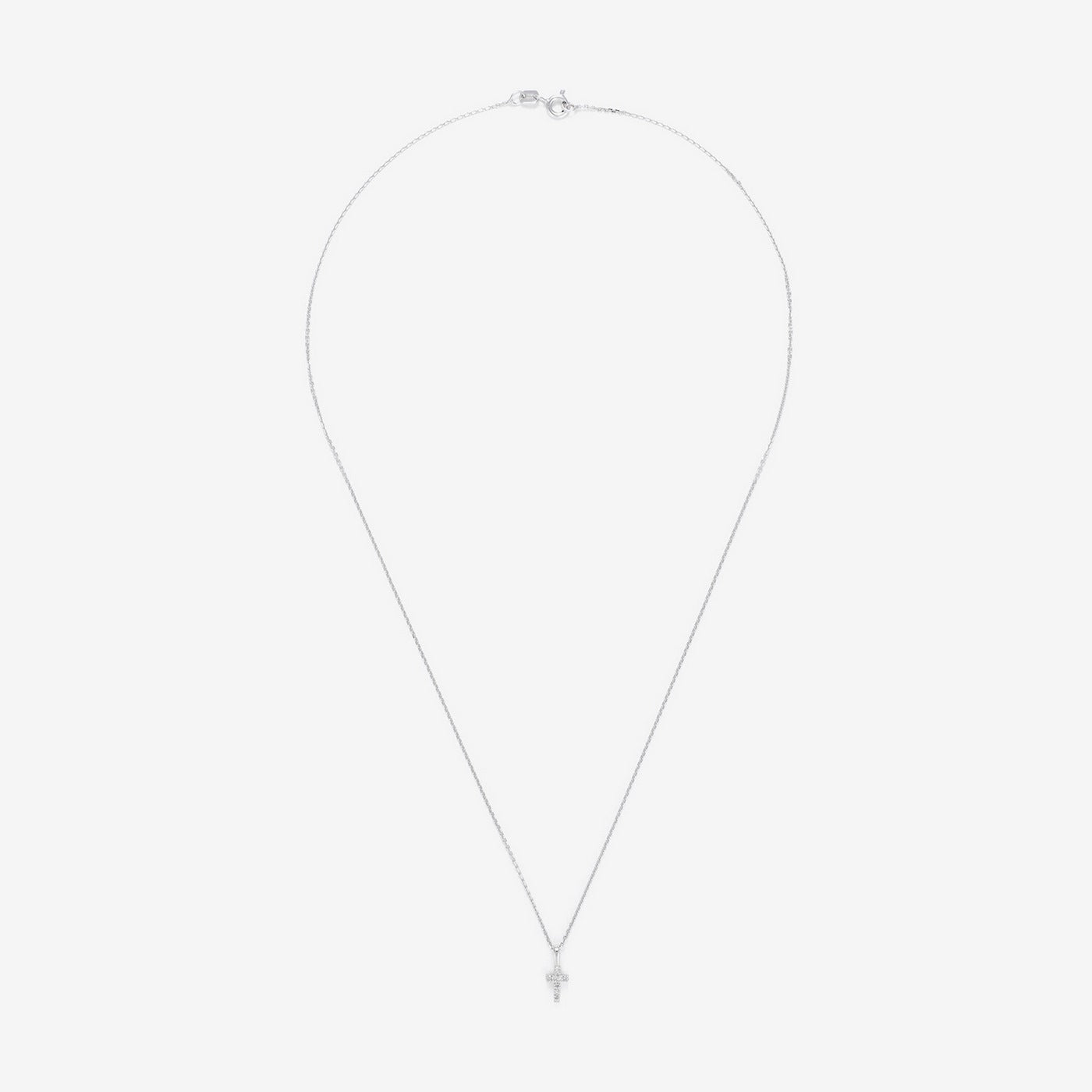 "Mini Cross" Pendant in White Gold, 0.02ct/8 - 750/1000 White Gold