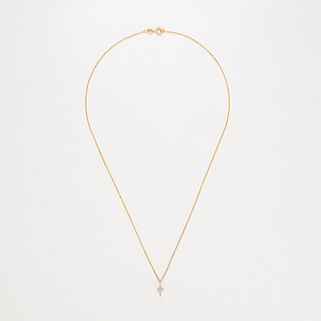 Pendentif "Mini Croix" Or Jaune Diamant : 0,02Ct/8