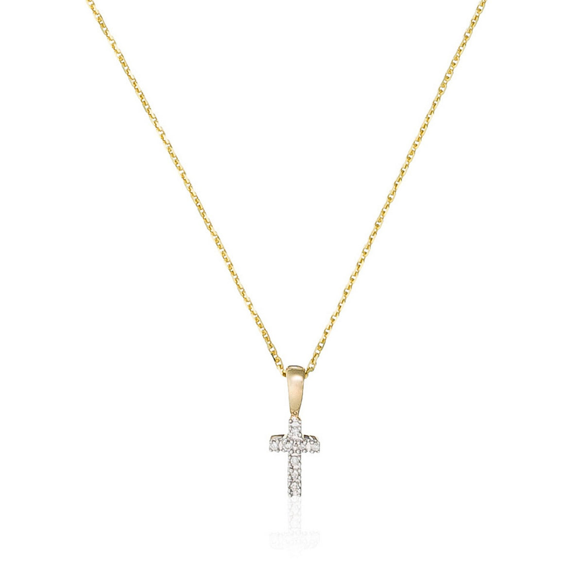 Pendentif "Mini Croix" Or Jaune Diamant : 0,02Ct/8