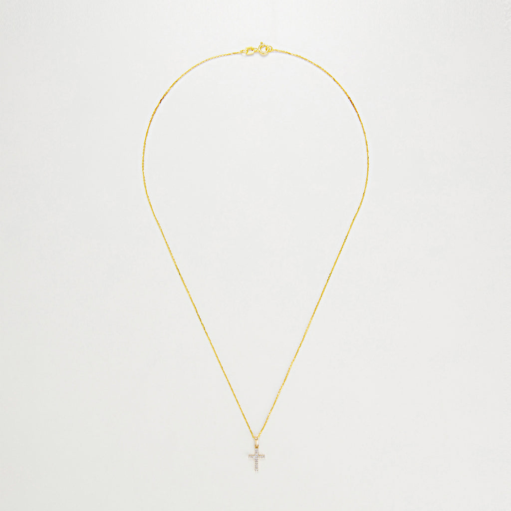 Colgante "Cruz de la Felicidad" Diamante: 0.06Ct/16 - Oro Amarillo 375/1000