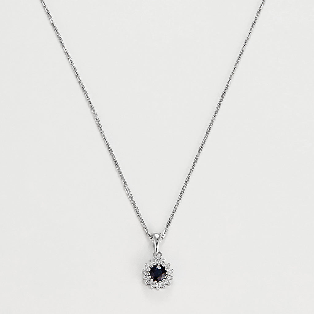 Pendentif "Marguerite Saphir" - Or Blanc 375/1000