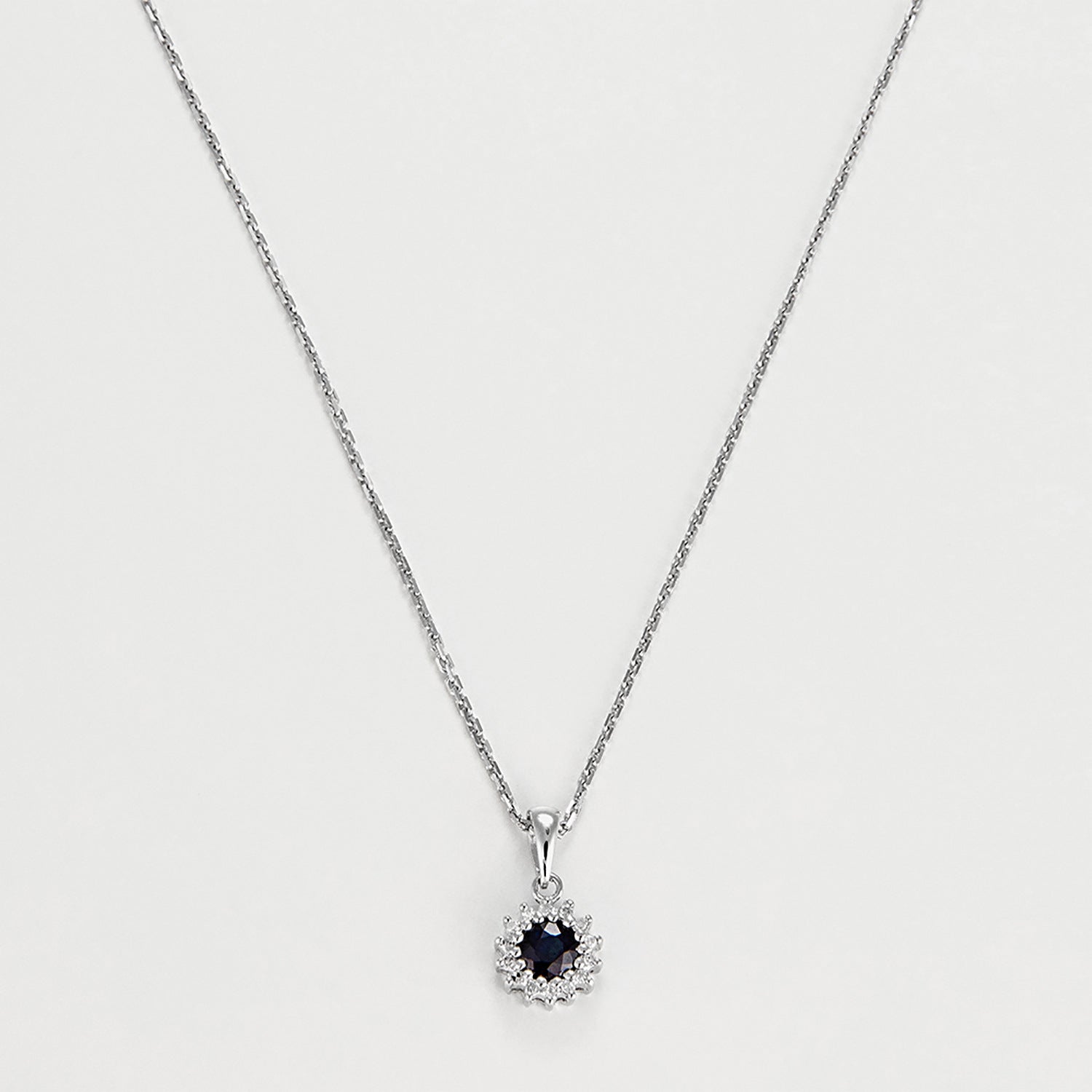 Pendentif "Marguerite Saphir" - Or Blanc 375/1000