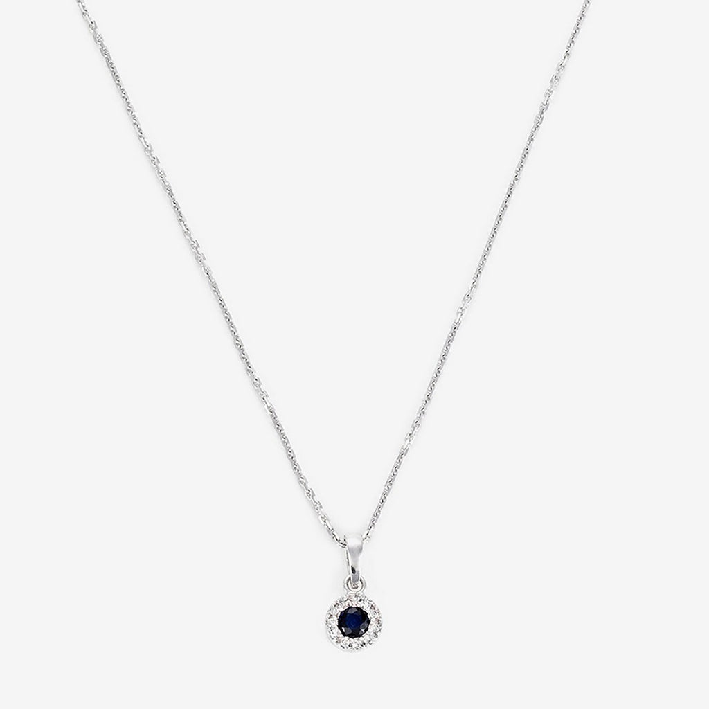 Colgante "Zafiro Precioso" Diamantes: 0.03Ct/11 Zafiro: 0.16Ct/1 - Oro blanco