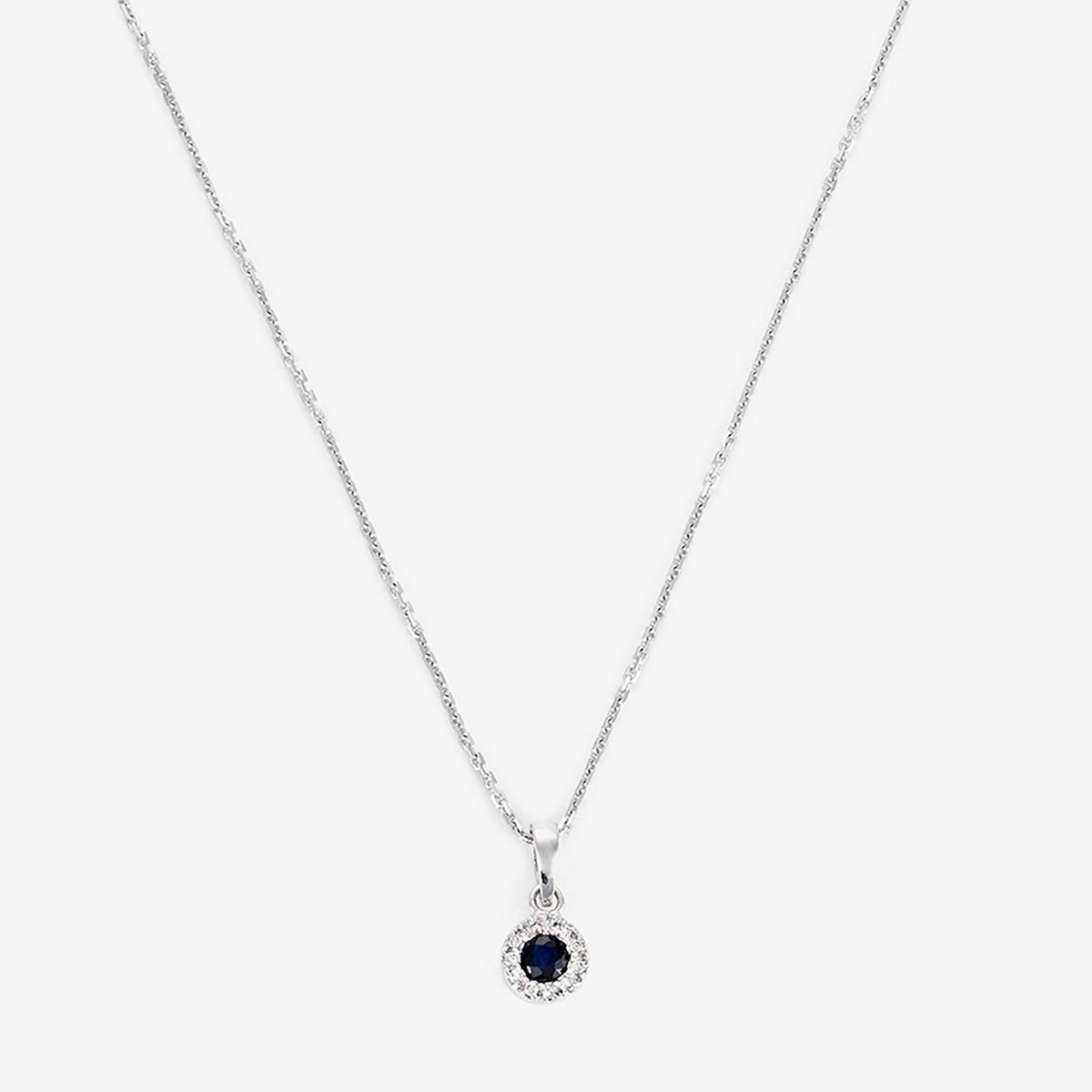 Colgante "Zafiro Precioso" Diamantes: 0.03Ct/11 Zafiro: 0.16Ct/1 - Oro blanco