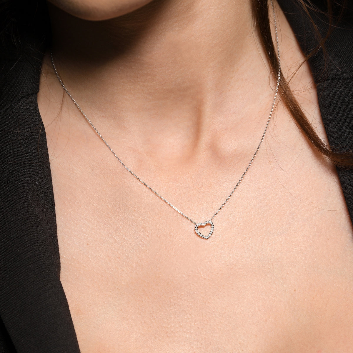 Ciondolo "Bel Cuore Pm" Oro bianco diamante: 0,07 Ct/24
