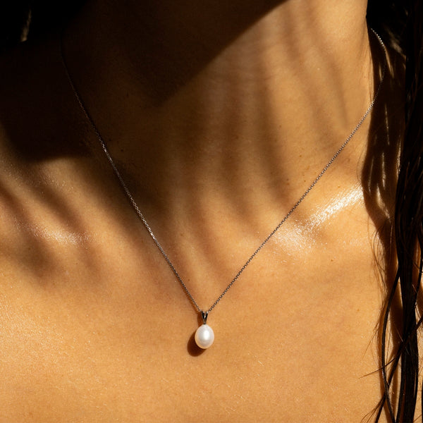 Colgante Oro Blanco 375/1000 "Luliwa" Diamantes 0.02Ct/6 Perla 7.5Mm
