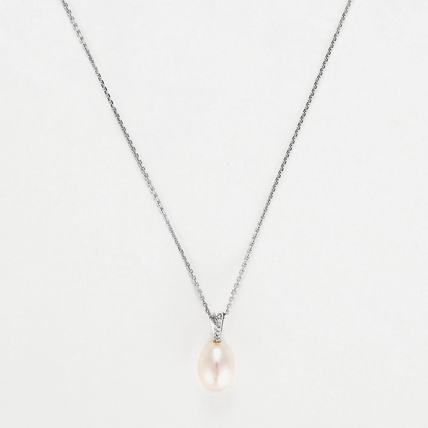 Colgante "Luliwa" D0.02Ct/6 Perla 7.5Mm - Oro blanco 375/1000