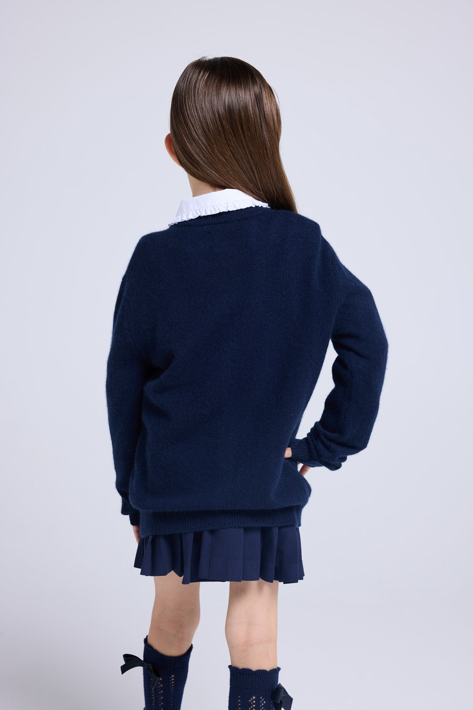 Cardigan Col Rond Cœur Polly - Bleu Marine Rouge