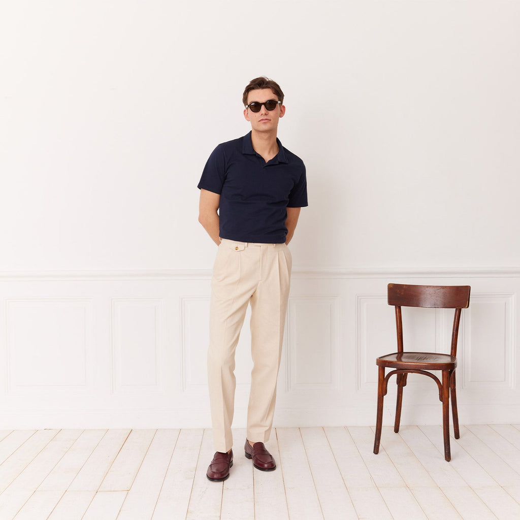 Polo En Coton Supima Marine