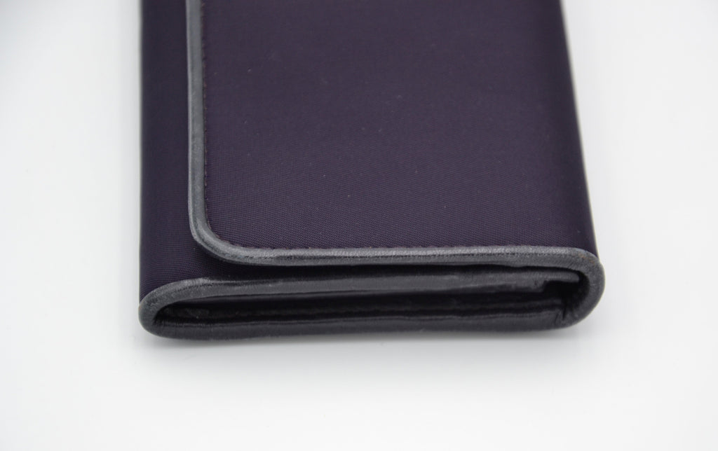 Long Prada Wallet in Purple Nylon & Black Leather