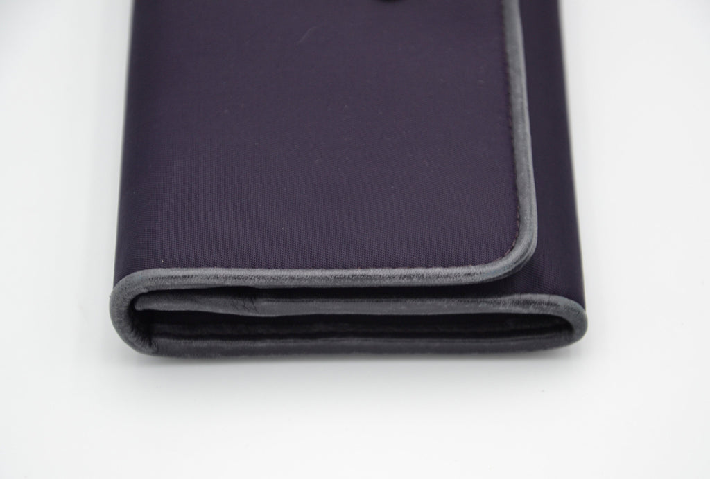 Long Prada Wallet in Purple Nylon & Black Leather