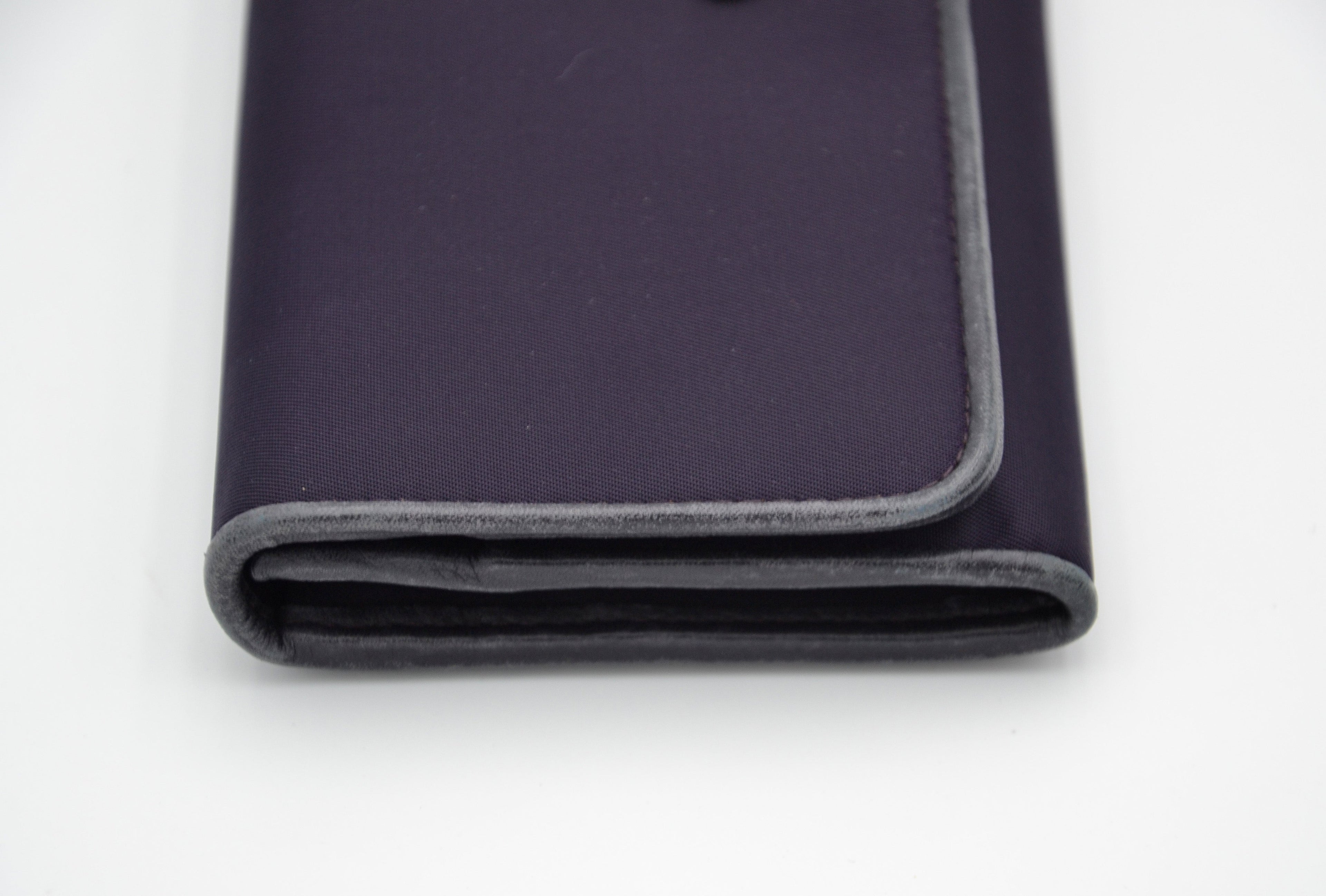 Long Prada Wallet in Purple Nylon & Black Leather
