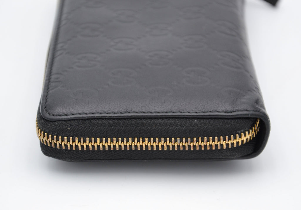Portefeuille Gucci Zippy Long En Cuir Noir Guccissima